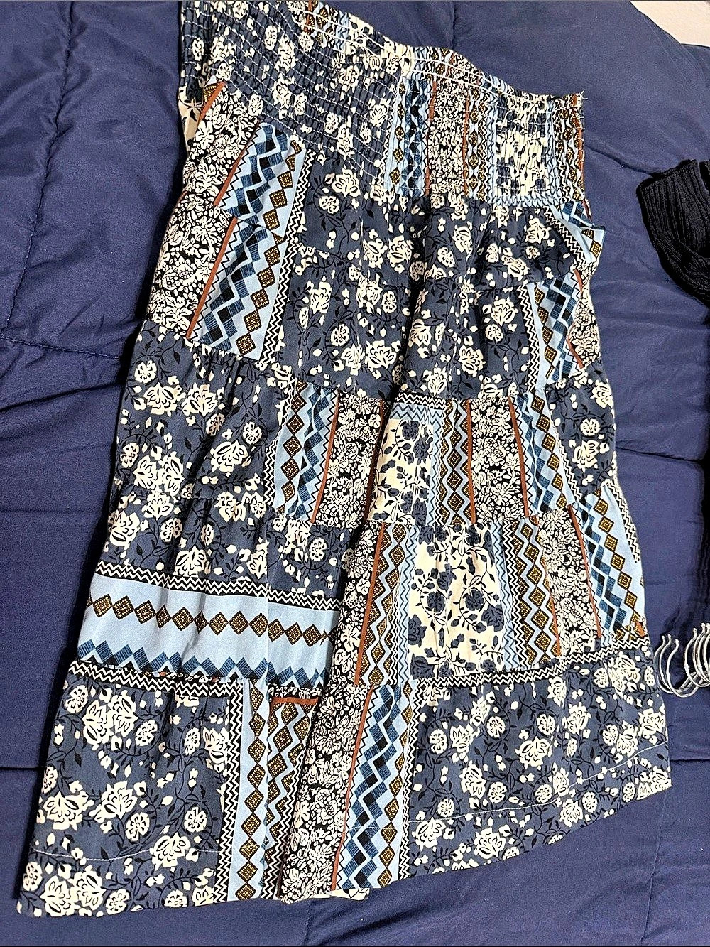 The Middle Floral Maxi Skirt in Blue & White Like New